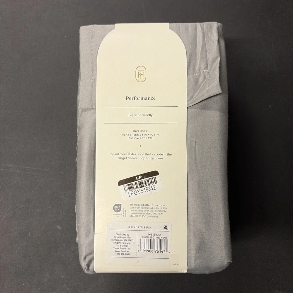 Queen 400 Thread Count Performance Flat Sheet Gray - Threshold: Cotton 20534